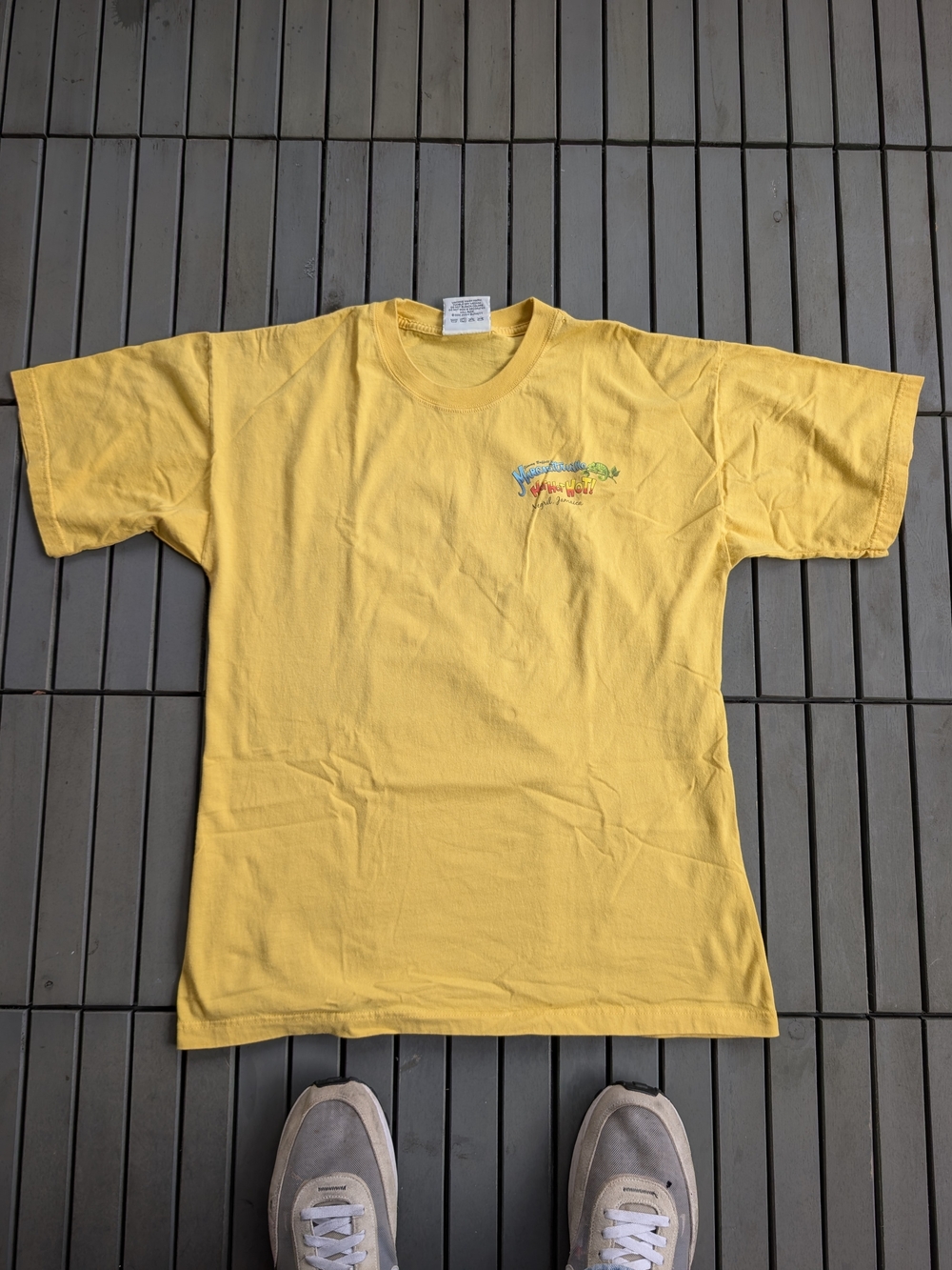 Caribbean Yellow Short Sleeve Kids Tee with Small Chest Graphic